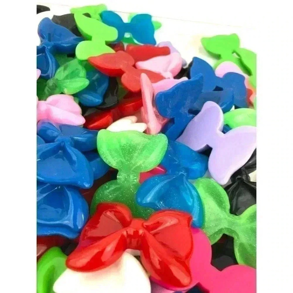30 pc Resin Large Bows 2" Glitter Kawaii Resin Flatbacks Craft Supplies Assorted - Picture 5 of 9